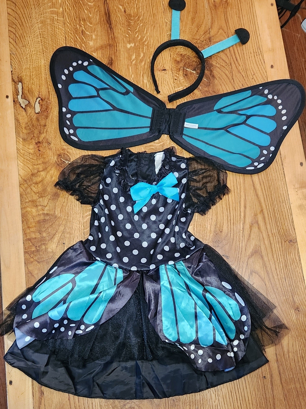 Monarch Blue Butterfly Dress with Wings and Headband Halloween Costume 2T-4T